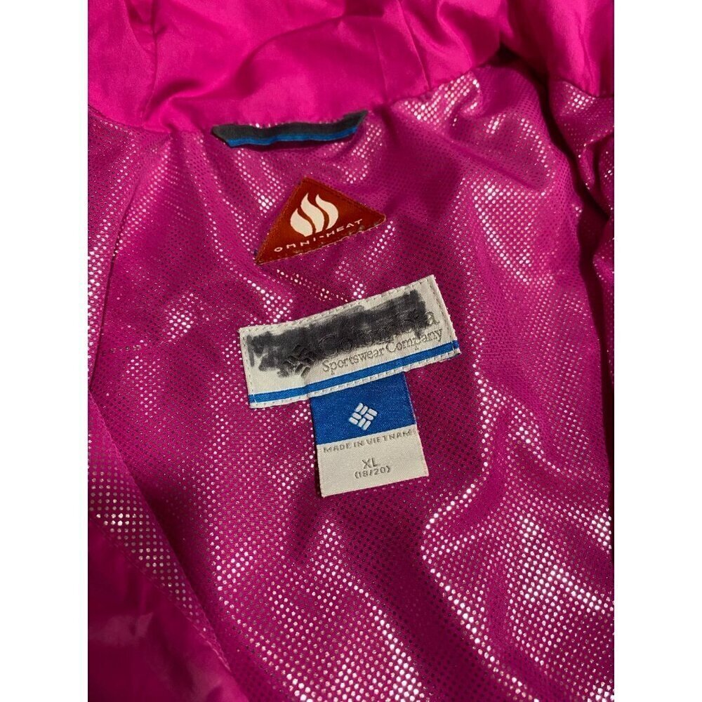 Girl’s XL Columbia Omni-Heat Puffer Jacket Zip-Up Hot Pink - Picture 10 of 11